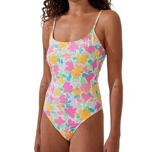 Cotton On Women's Cheeky One-Piece Swimsuit Celeste Floral Print White Multicolo
